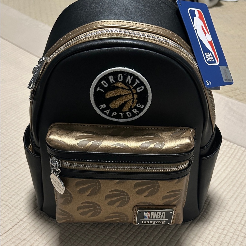 Loungefly Toronto Raptors Black and Gold Mini Backpack